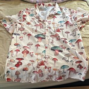 Mushroom Print Button-Up Shirt